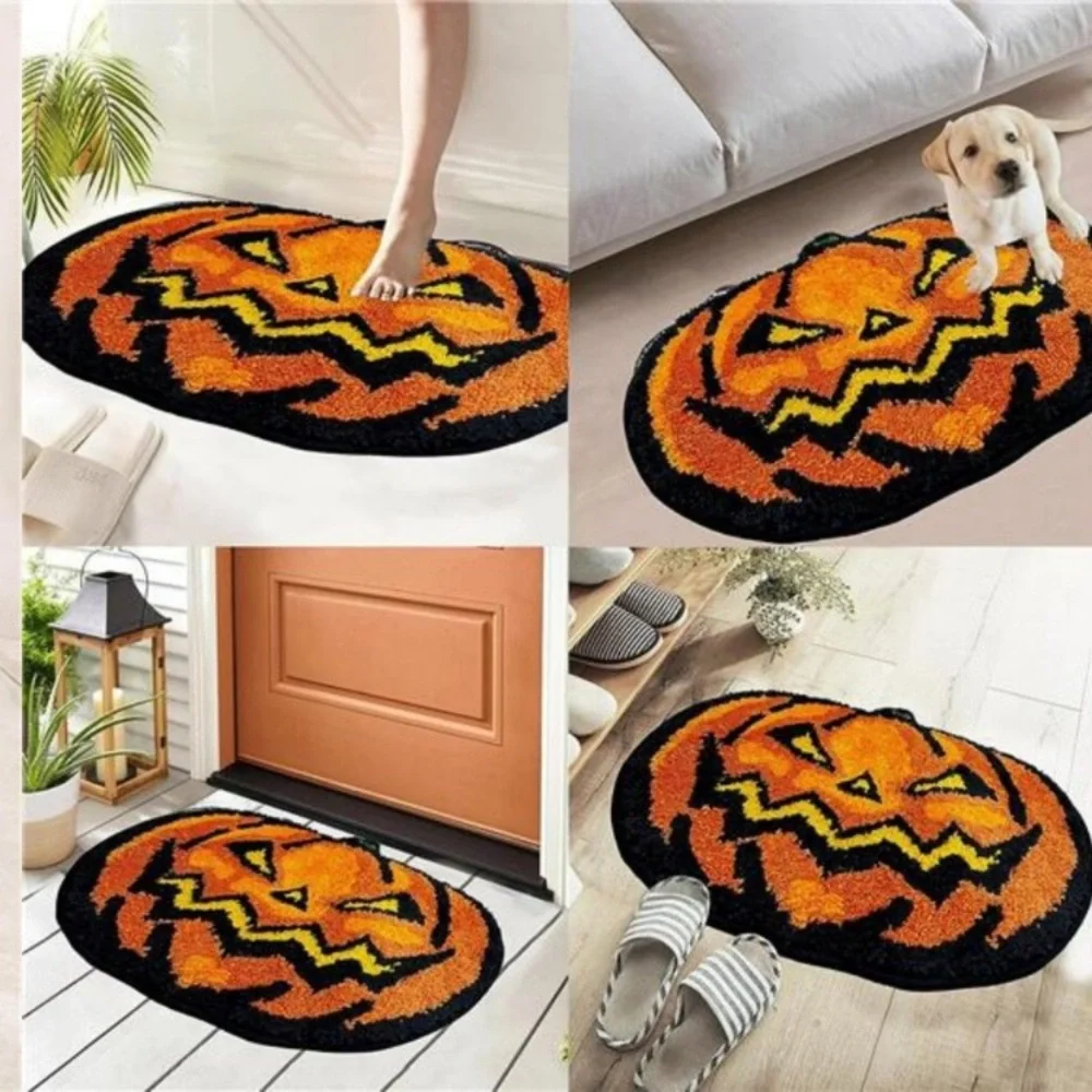 Halloween Bathroom Rugs, Halloween Pumpkin Bath Mats Non-Slip 16x24 Inches